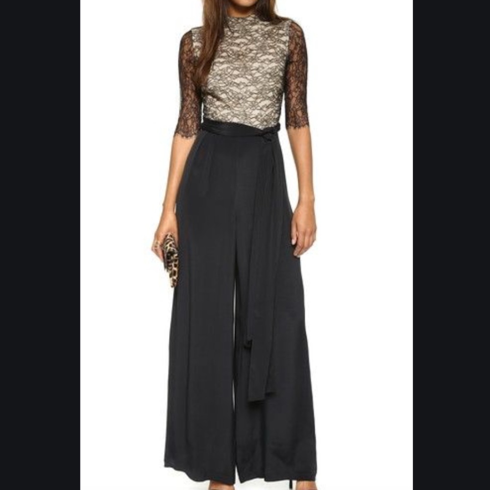 Alice + Olivia Rona Lace Jumpsuit with sash